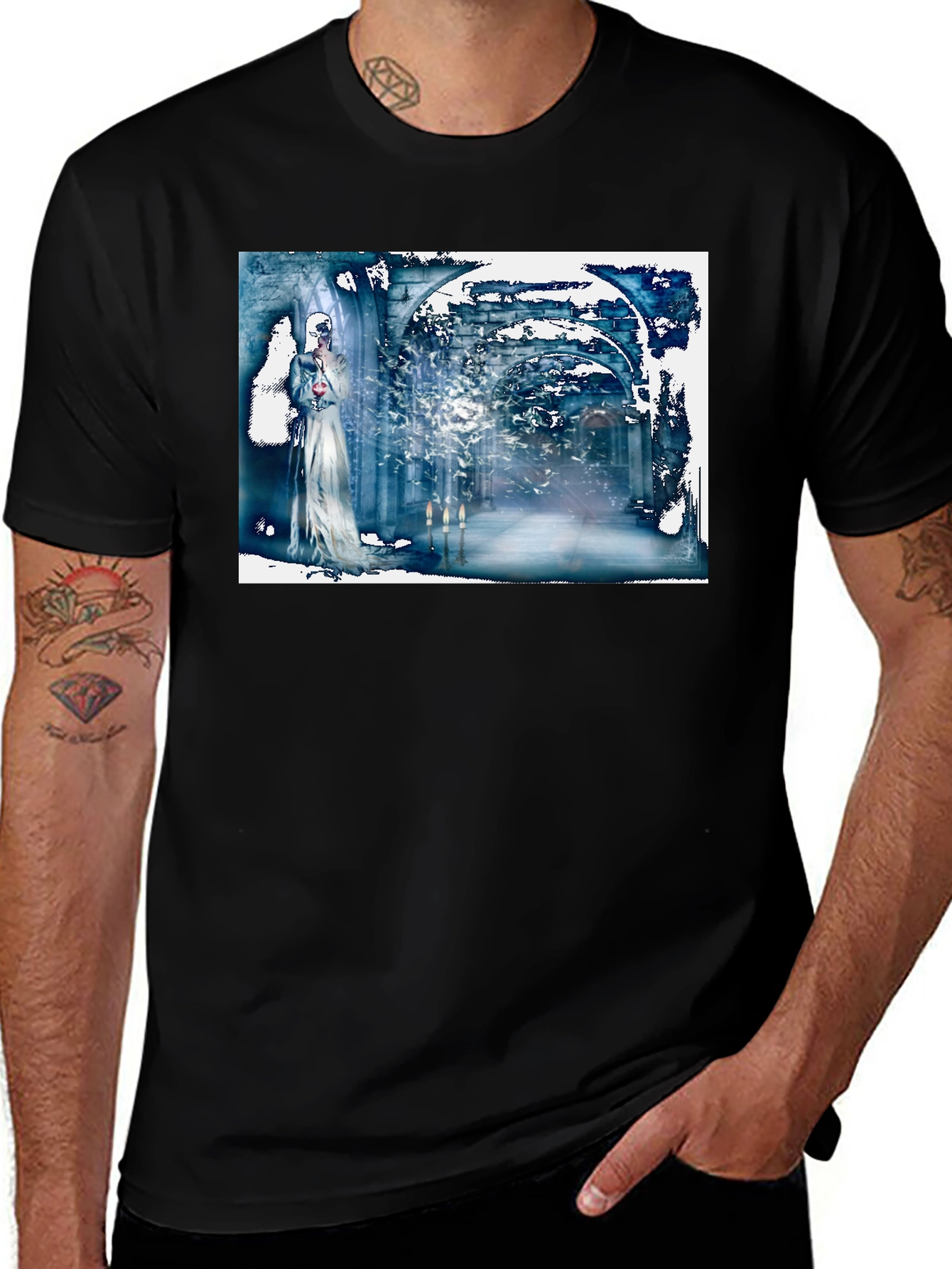 Variant 5 of Abstract Gothic T-Shirt: Wearable Art Tee