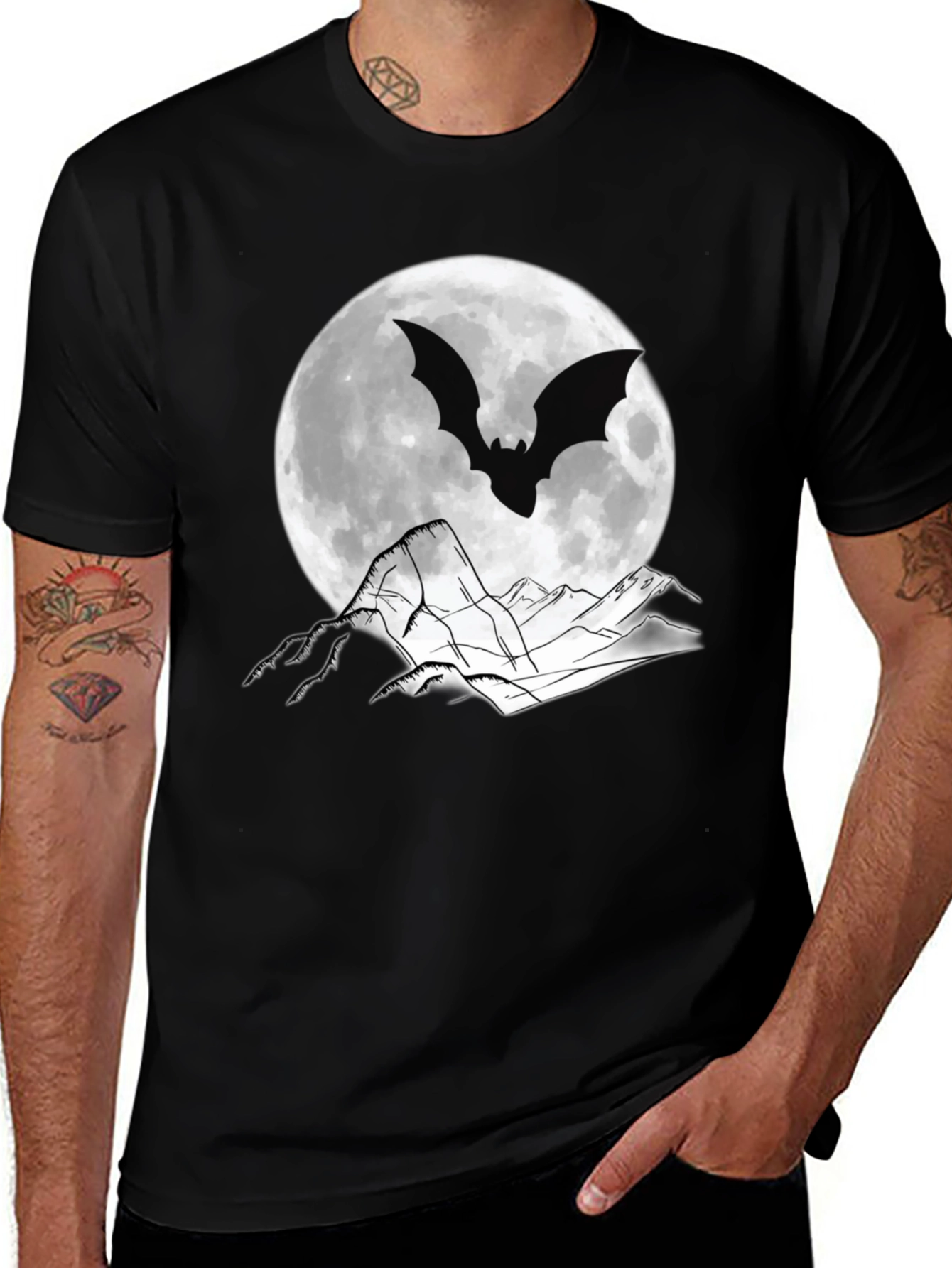 Variant 25 of Bat Moon Graphic T-Shirt - Spooky Halloween Tee