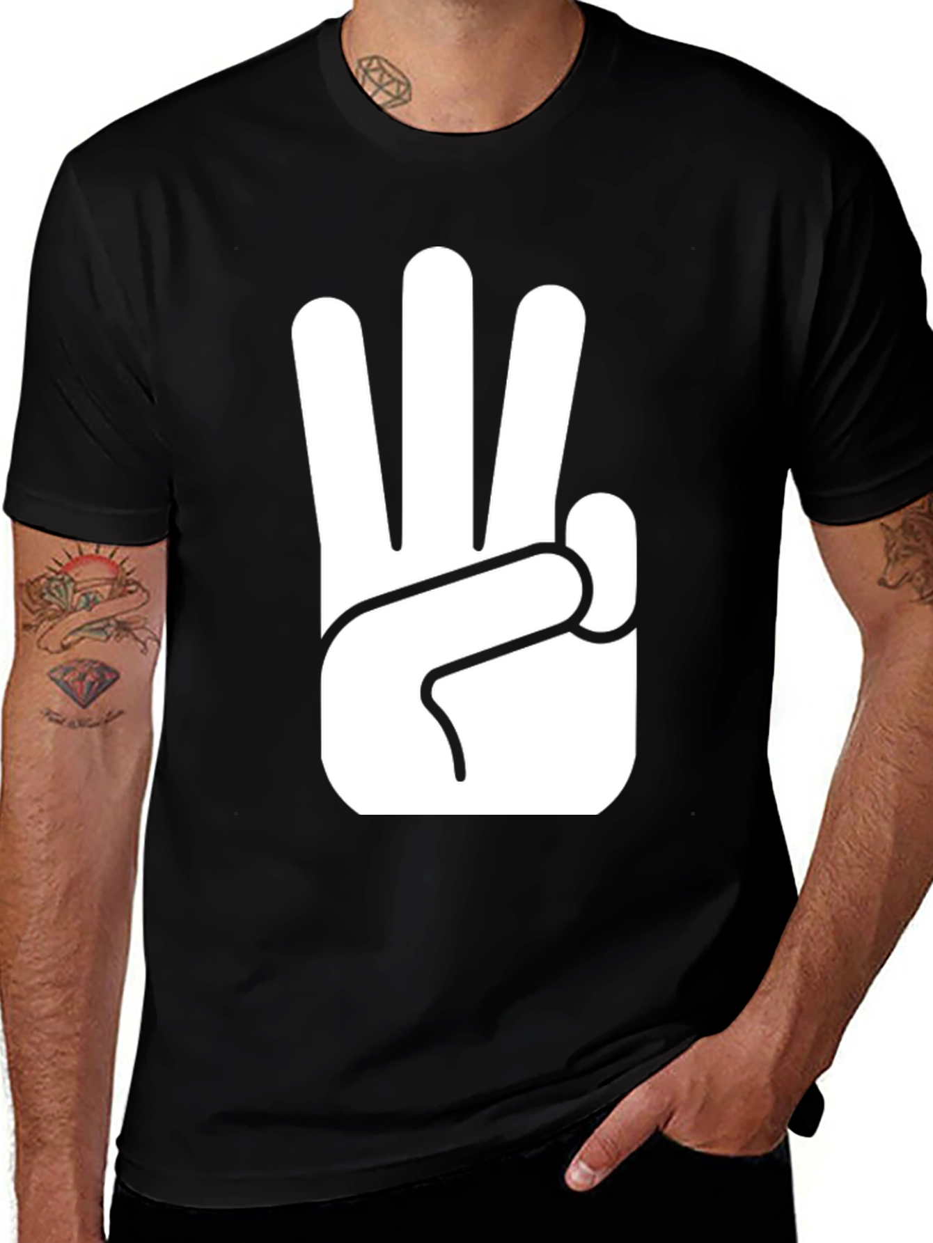 Variant 12 of Three Finger Hand Black T-Shirt