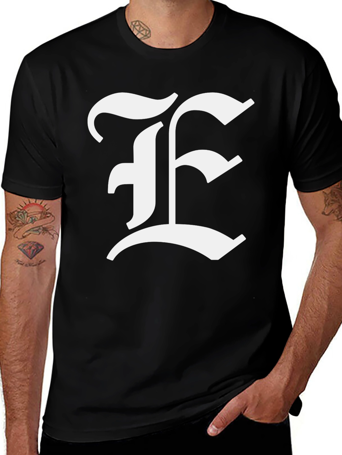 Variant 27 of Bold Initial "F" Graphic Tee - Classic Black T-Shirt