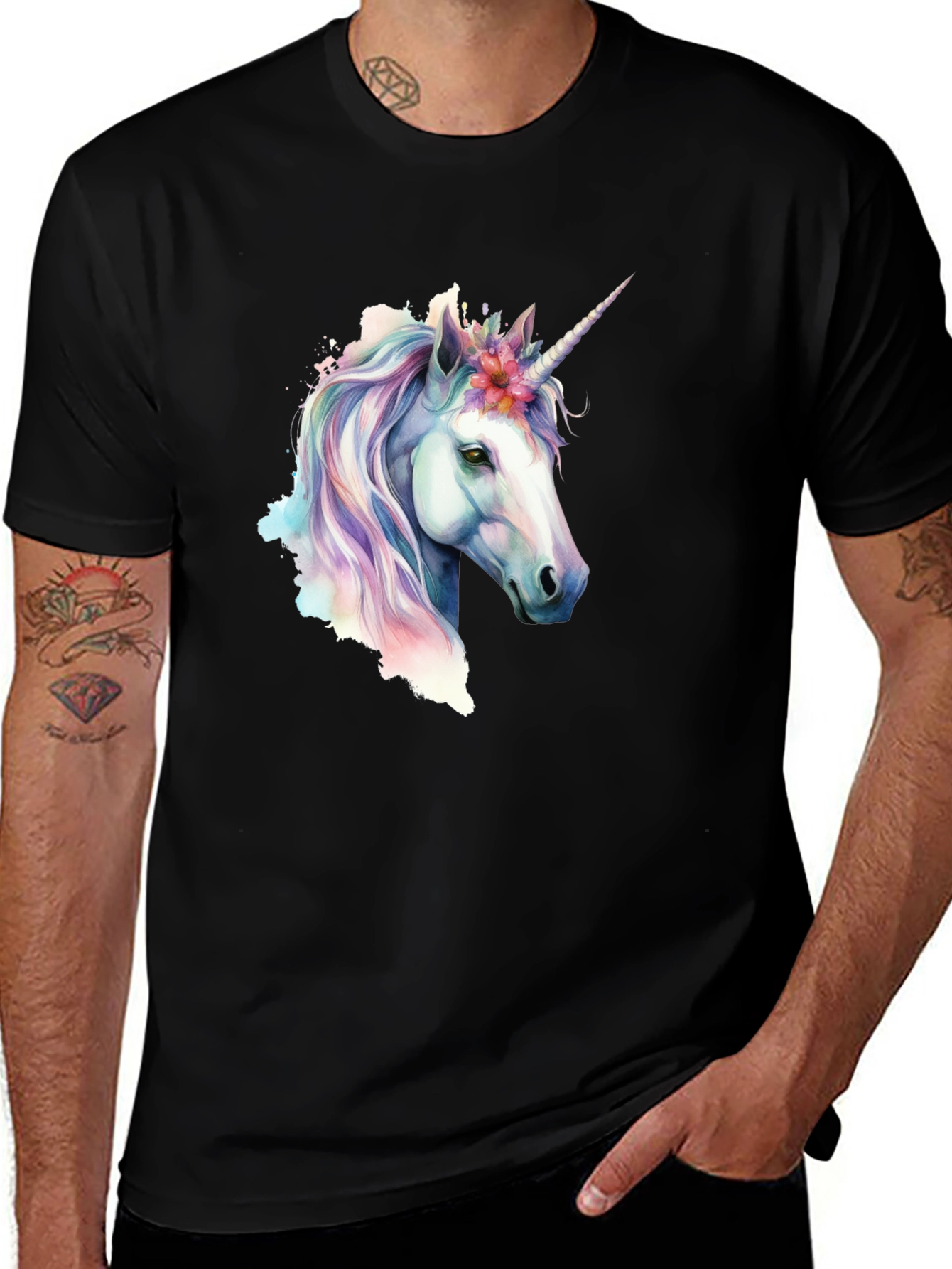 Variant 29 of Unicorn Graphic Tee - Men's Black T-Shirt