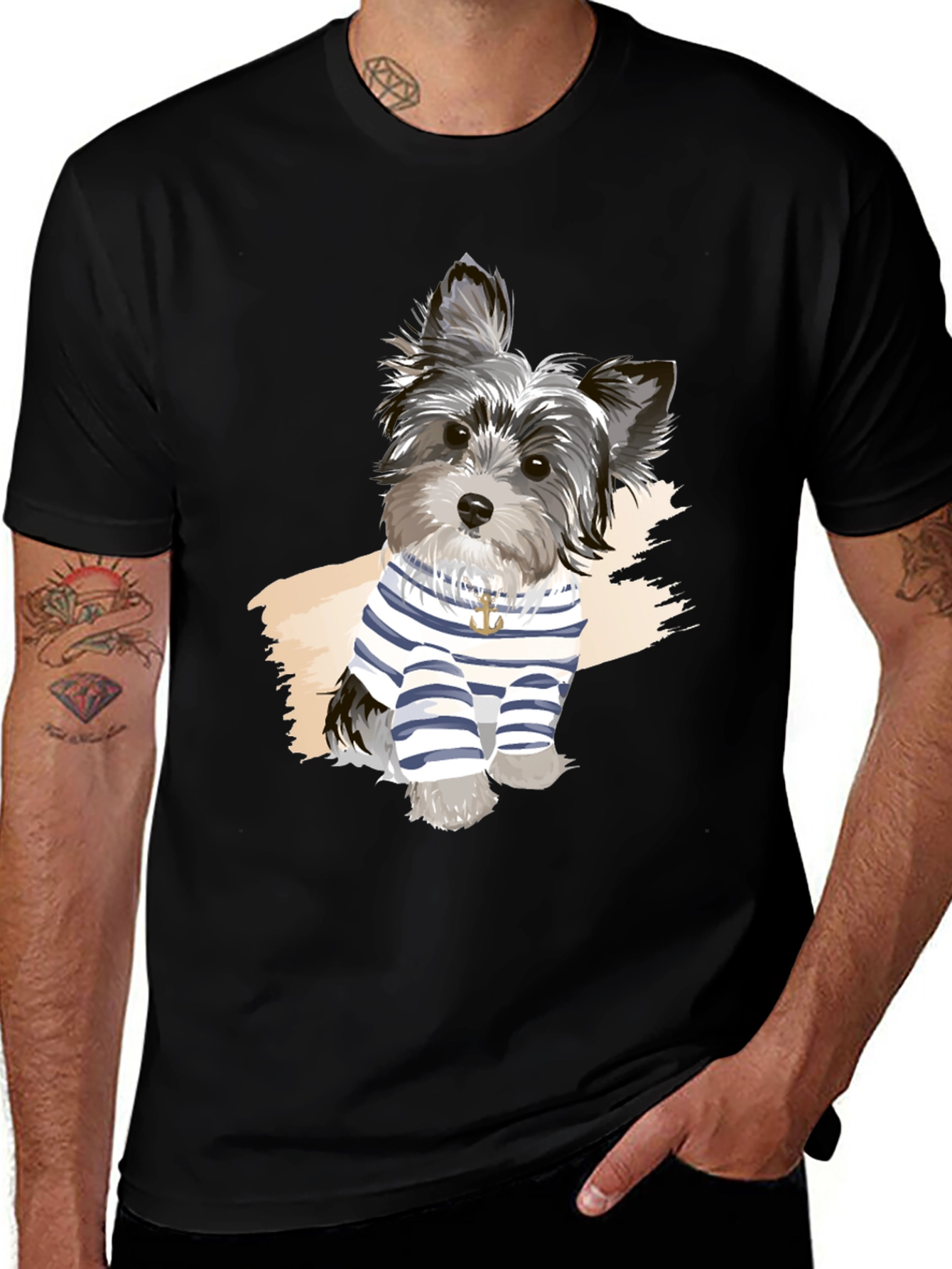 Variant 13 of Dog Graphic Tee - Black Short Sleeve T-Shirt