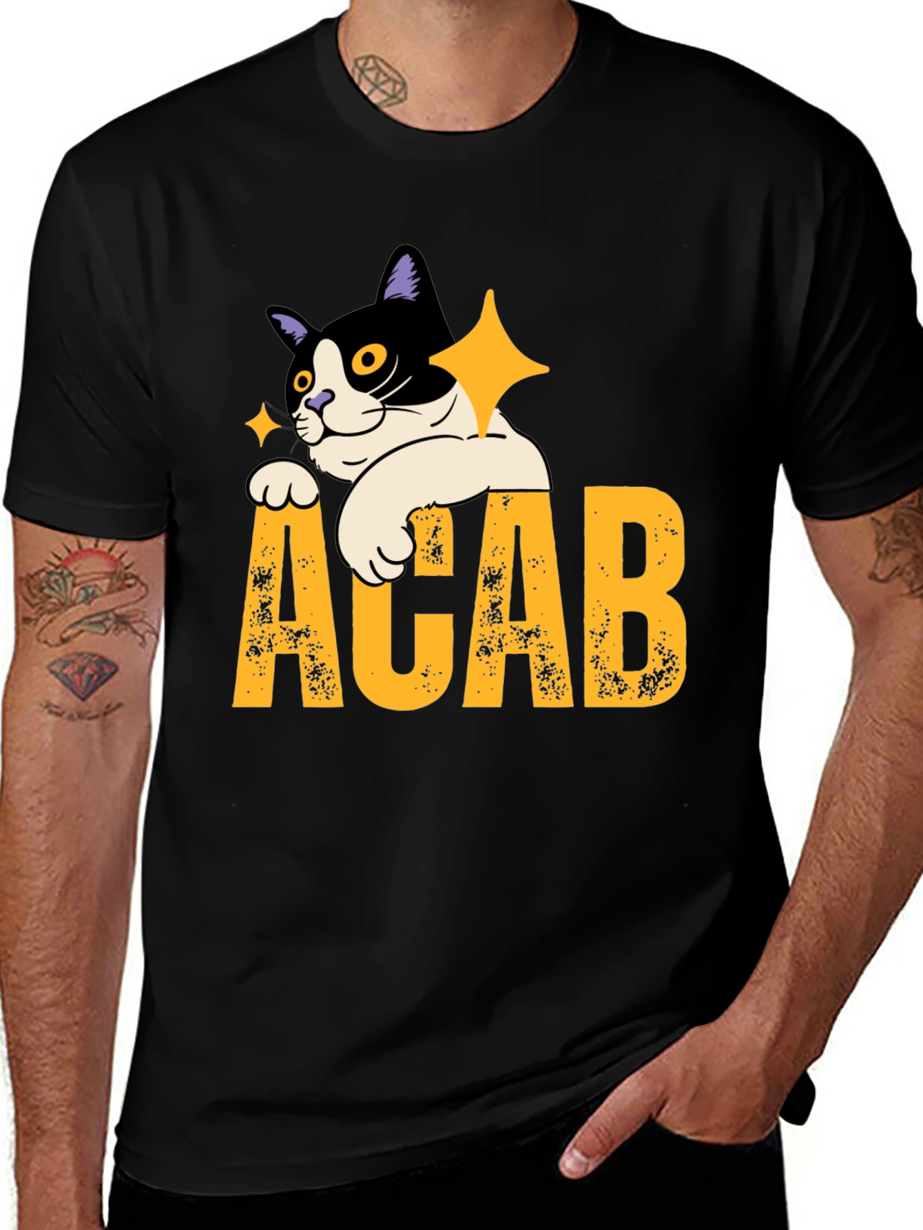 Variant 14 of ACAB Cat Graphic T-Shirt - Black