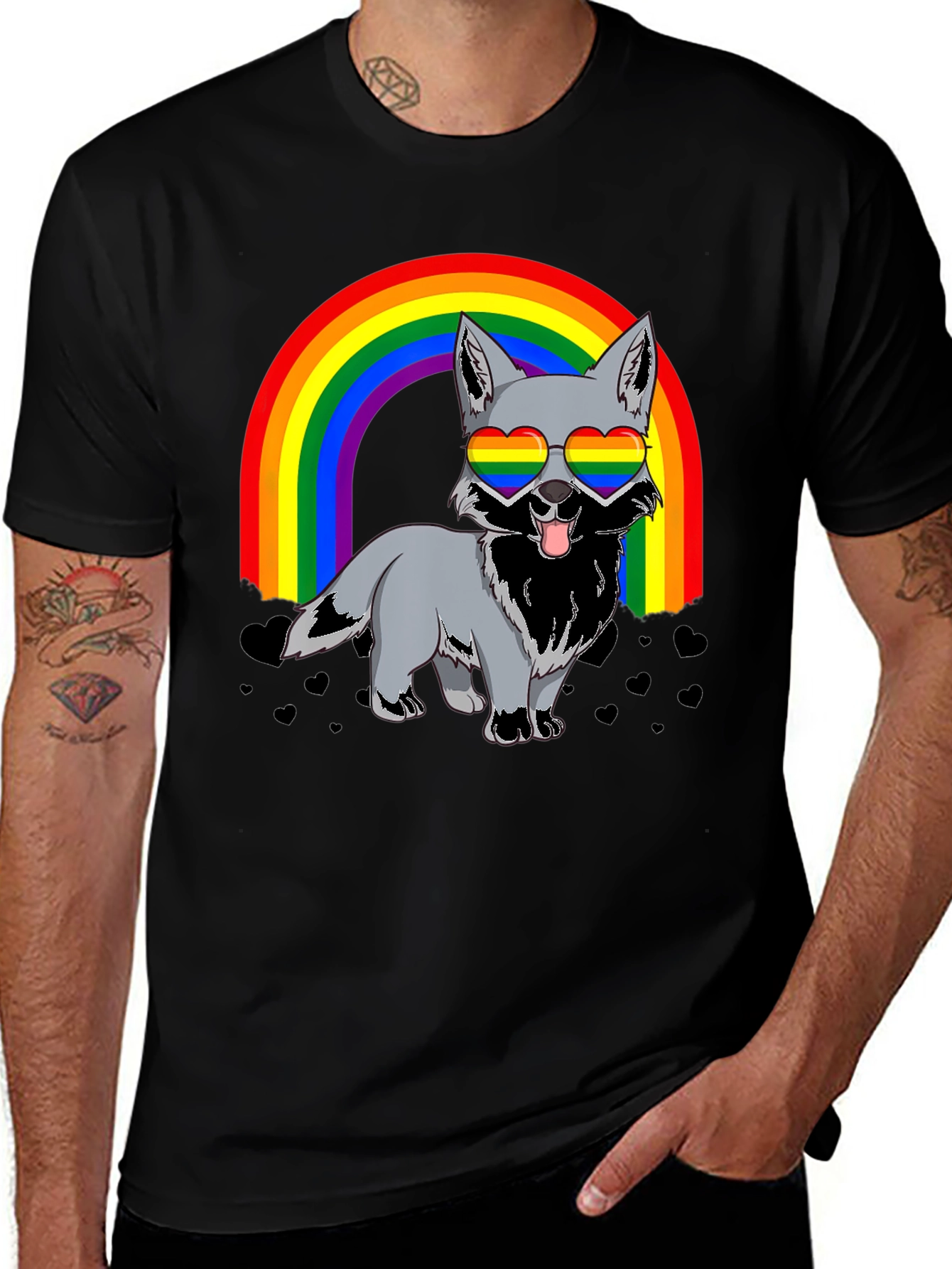 Variant 15 of Rainbow Wolf Graphic T-Shirt - Pride Apparel