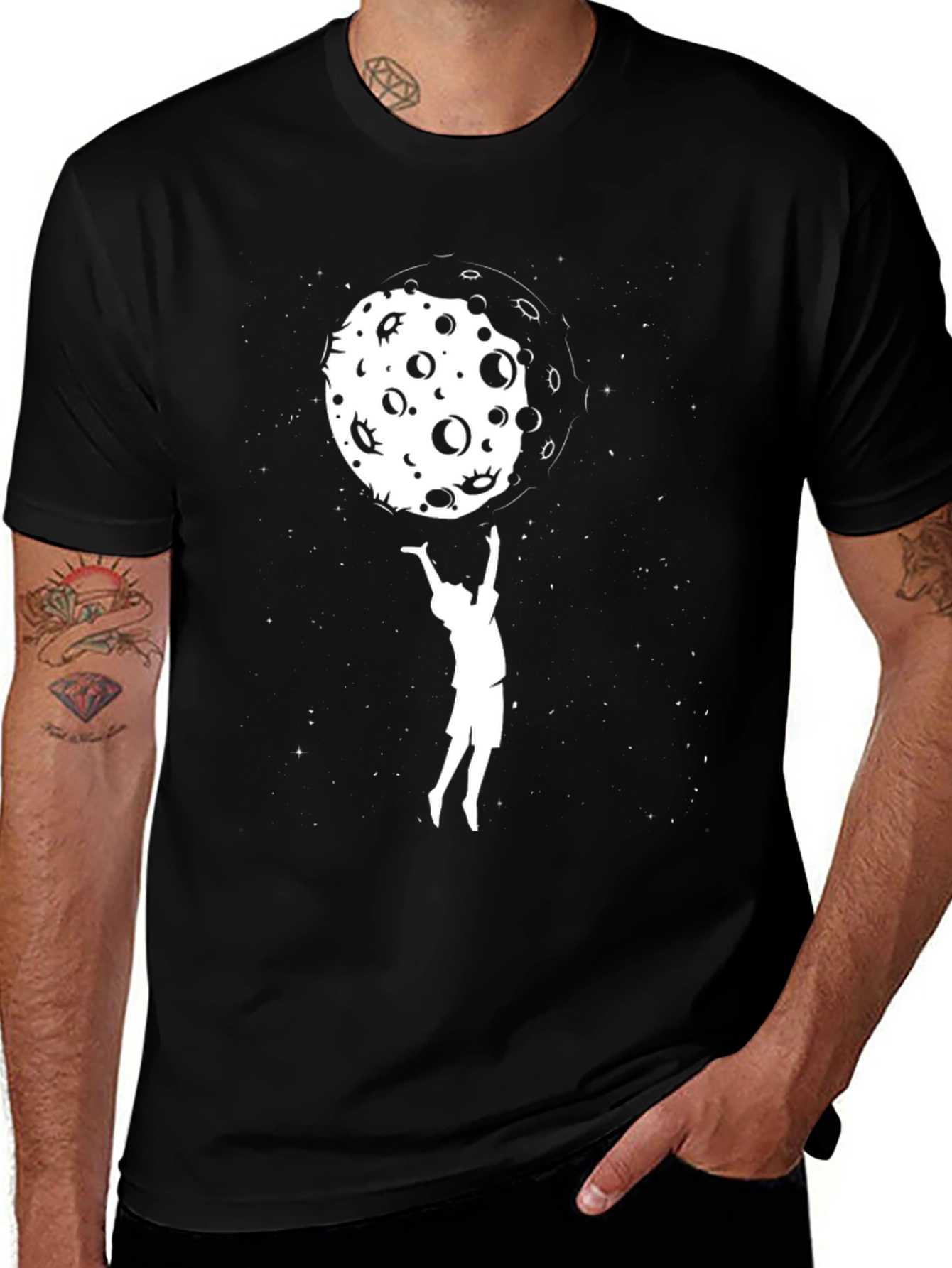 Variant 24 of Catch the Moon T-Shirt - Black Graphic Tee