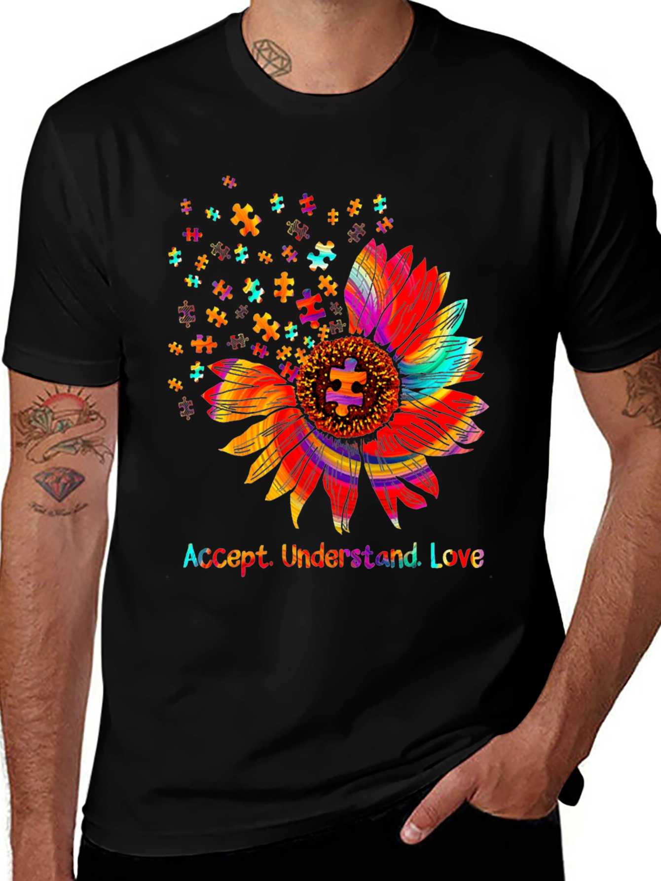 Variant 8 of Accept Understand Love Sunflower Autism Awareness T-Shirt
