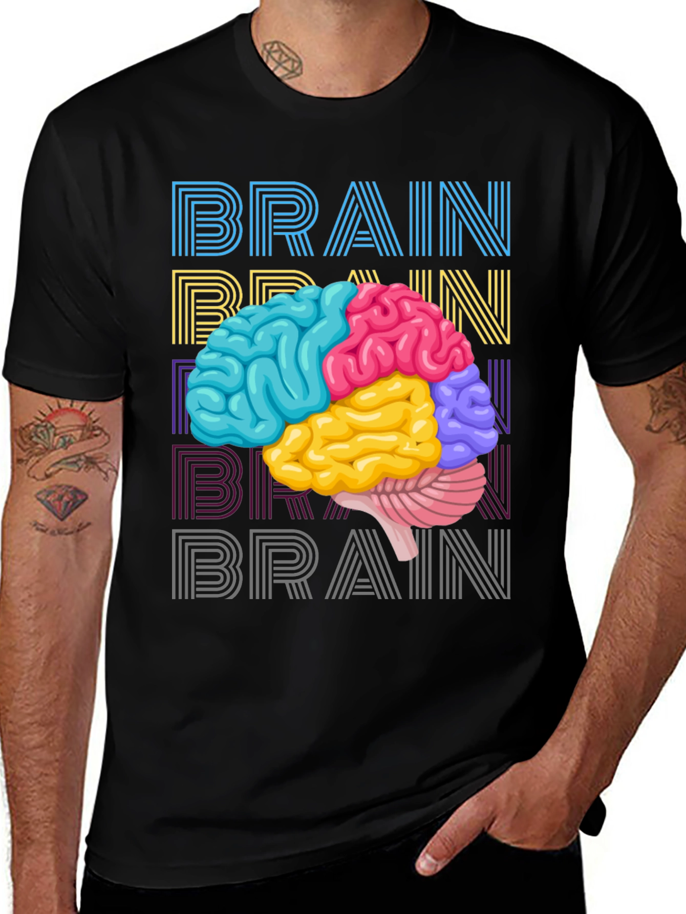 Colorful Brain Graphic Tee - Science T-Shirt
