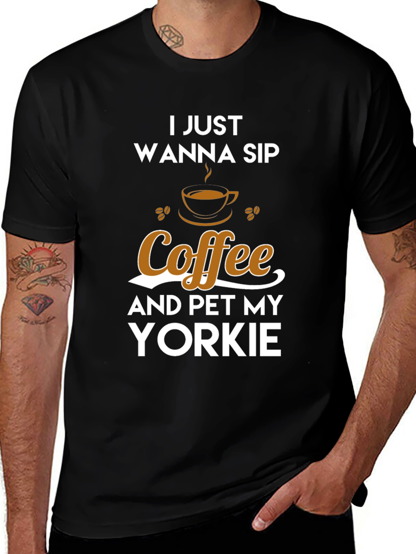 Variant 21 of Coffee & Yorkie T-Shirt - I Just Wanna Sip