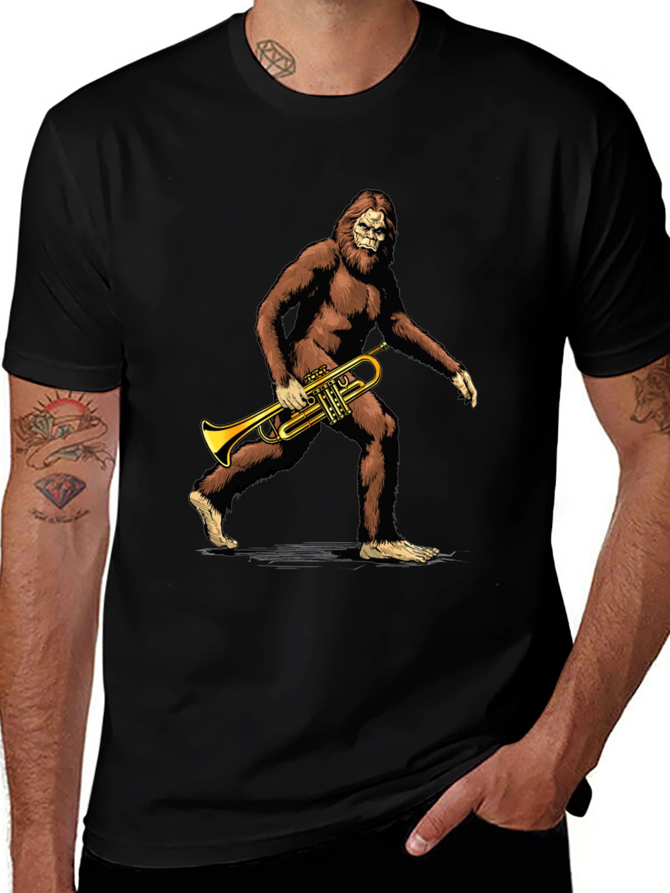 Variant 30 of Bigfoot Trumpet Player Graphic T-Shirt