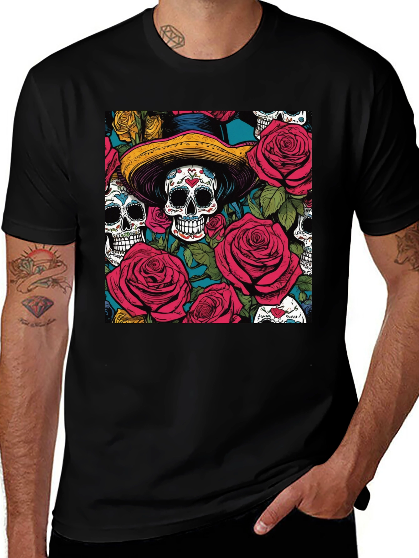 Sugar Skull & Roses Graphic Tee