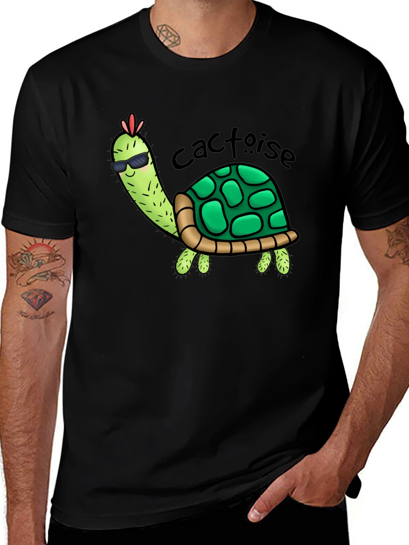 Variant 26 of Cactoise Graphic T-Shirt - Novelty Cactus Turtle Design