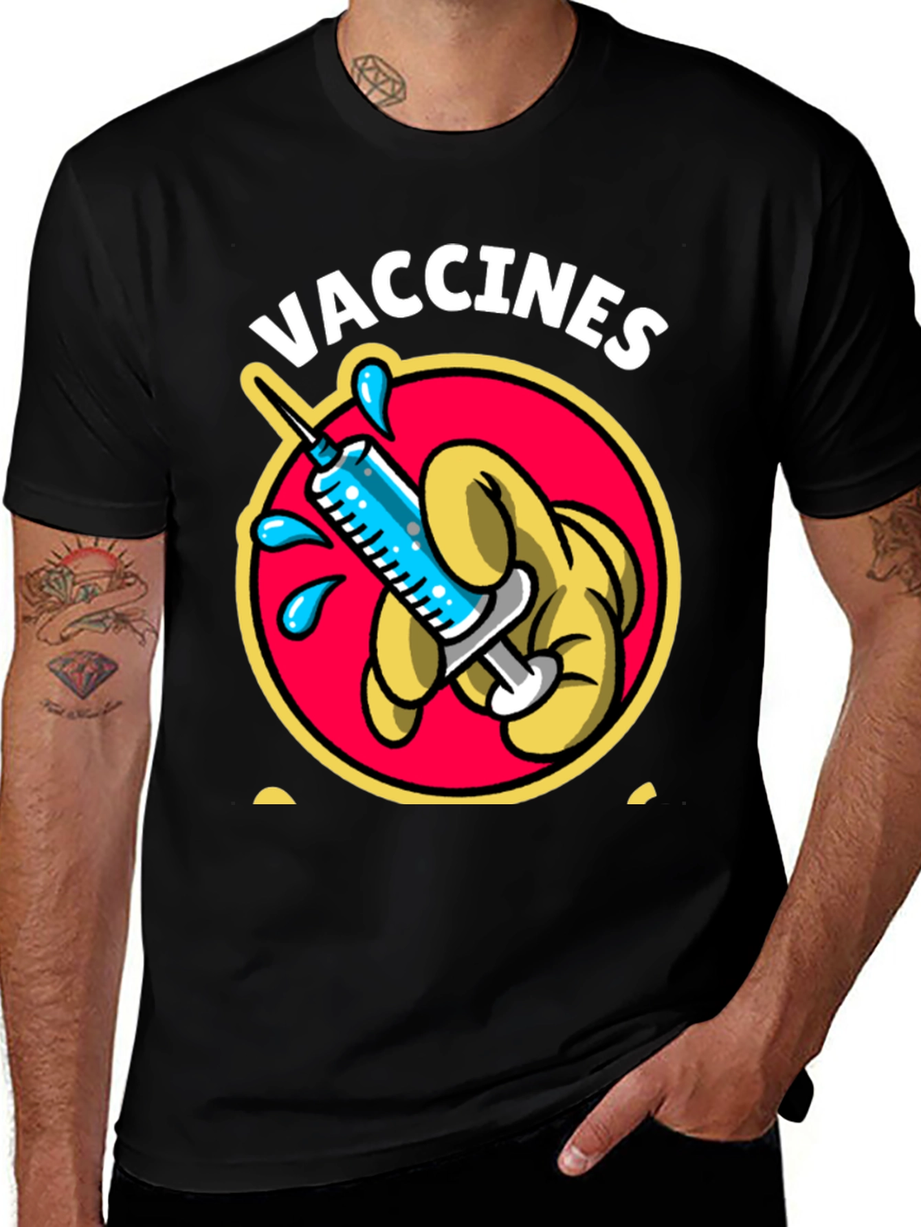 Variant 6 of Vaccines Cartoon Graphic T-Shirt