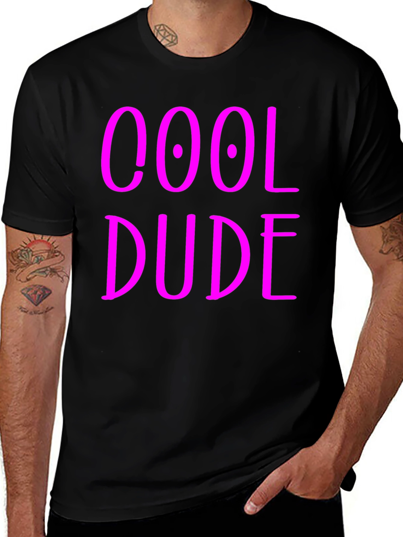 Variant 14 of Cool Dude Graphic Tee - Black Cotton Blend T-Shirt