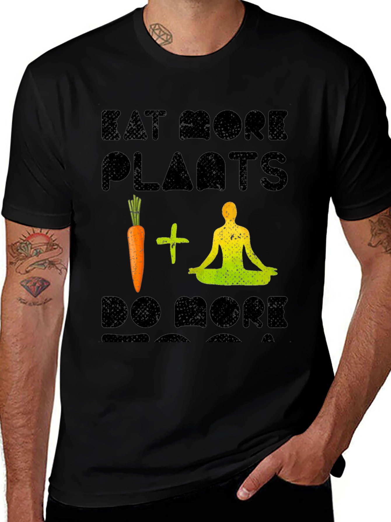 Variant 20 of Eat More Plants Yoga Black T-Shirt