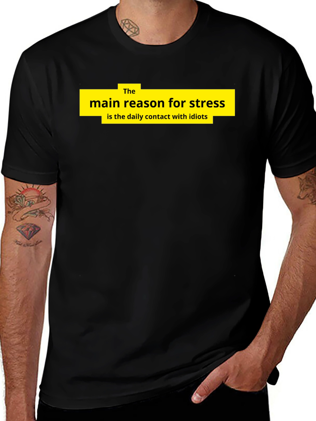 Variant 10 of Stress Reason Graphic T-Shirt - Black Cotton Tee