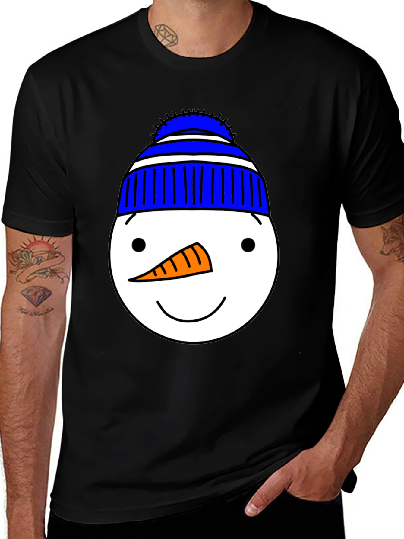 Festive Snowman Face T-Shirt - Holiday Cheer