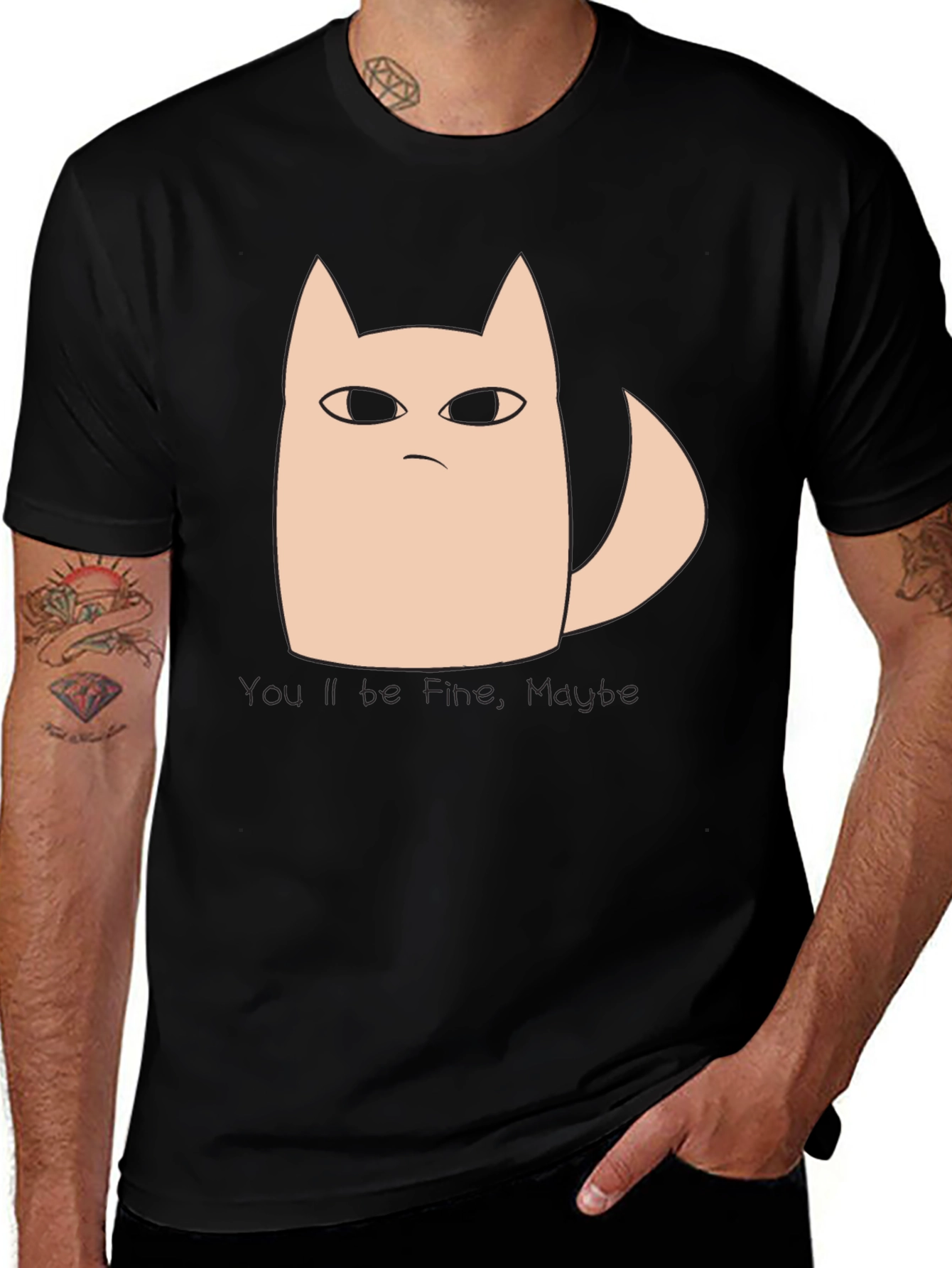 Variant 7 of Grumpy Cat Tee: "You'll Be Fine, Maybe" Black T-Shirt