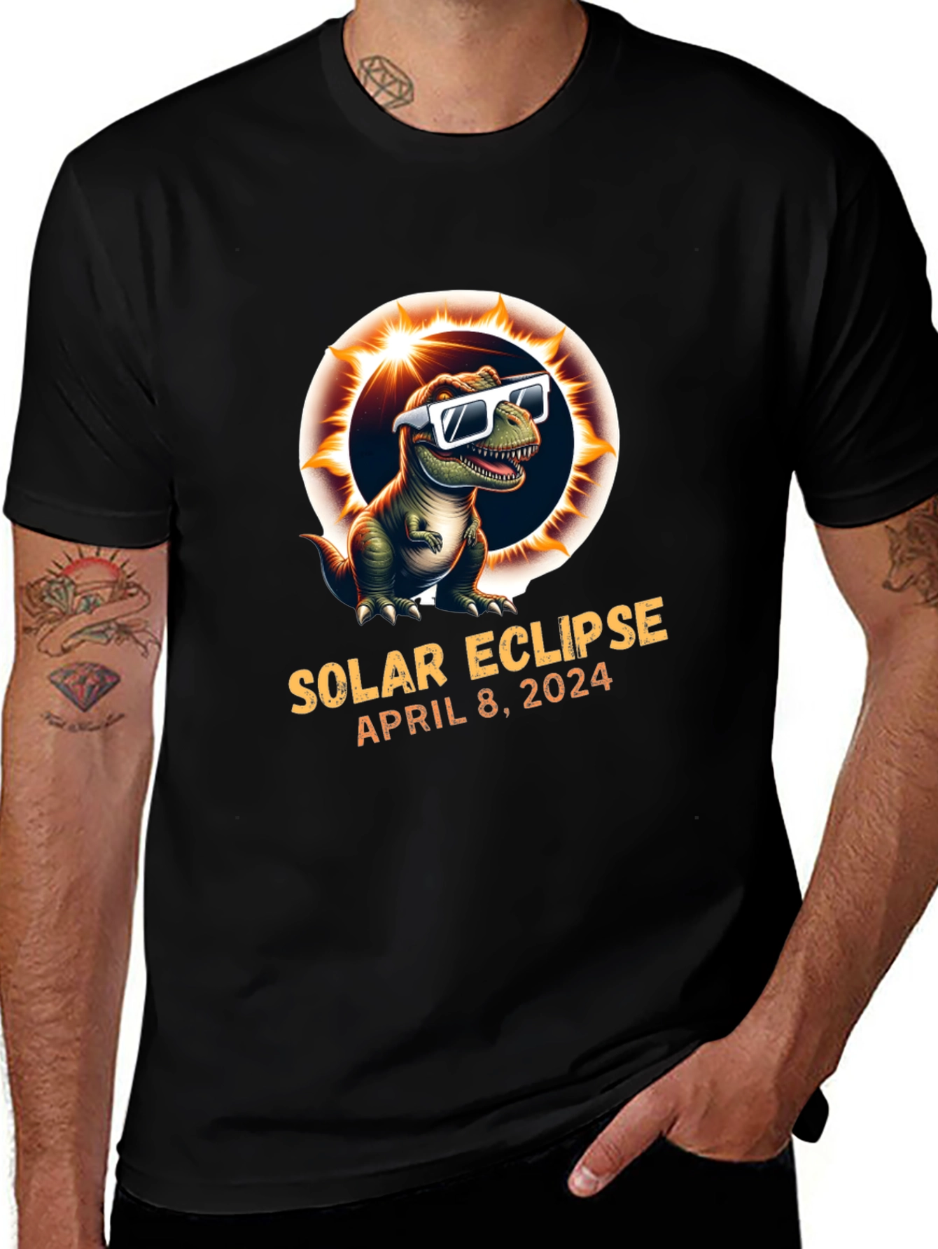 Solar Eclipse April 8, 2024 T-Rex T-Shirt
