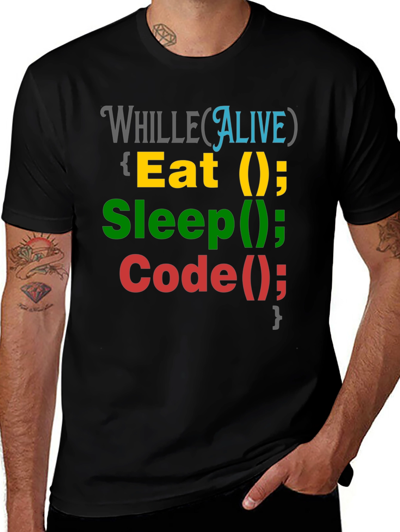 Programmer Humor T-Shirt - Code While Alive