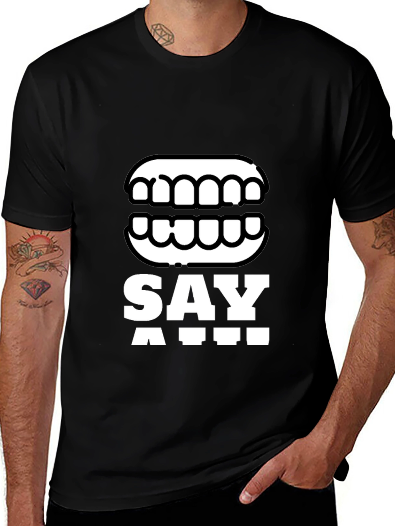 Variant 9 of Say Ahh! Graphic T-Shirt - Black Crew Neck Tee