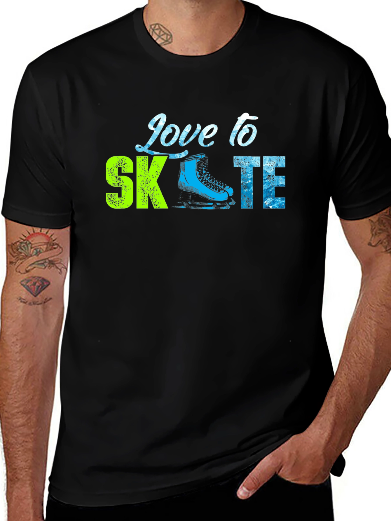Black Love to Skate Graphic Tee - Black Cotton T-Shirt main image