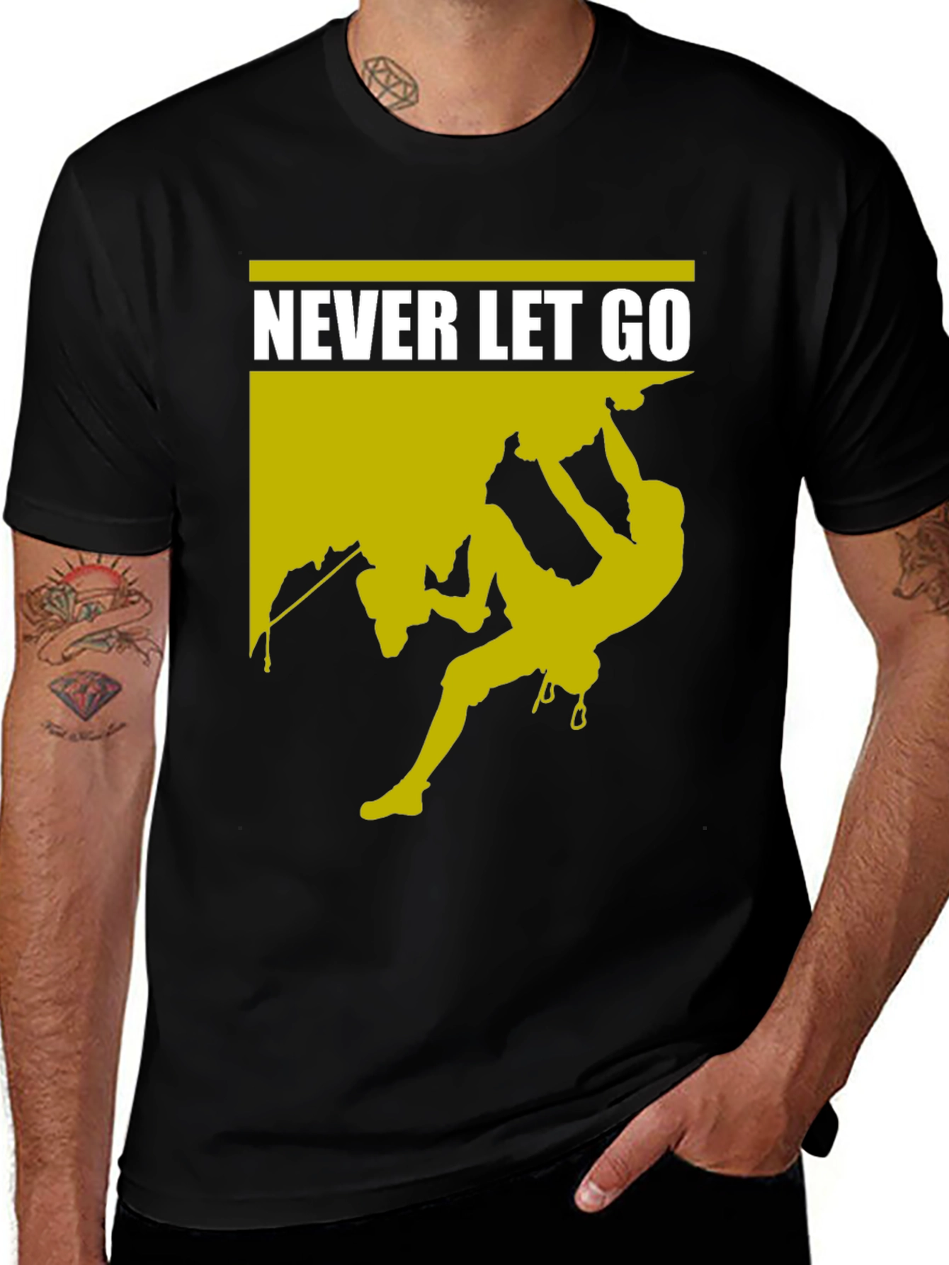 Variant 23 of Never Let Go Rock Climbing Graphic Tee