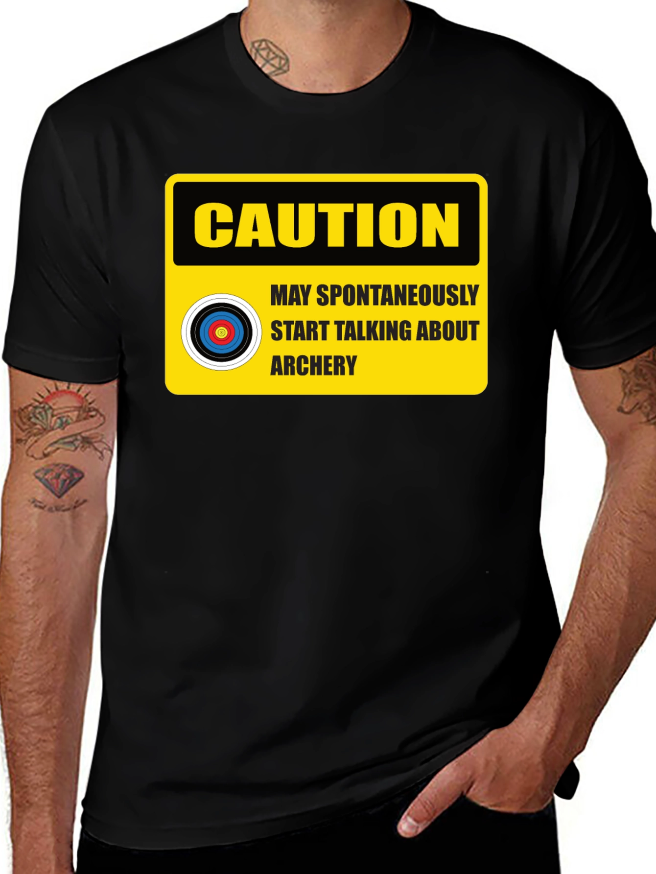 Variant 14 of Caution Archery T-Shirt - May Spontaneously Start Talking!