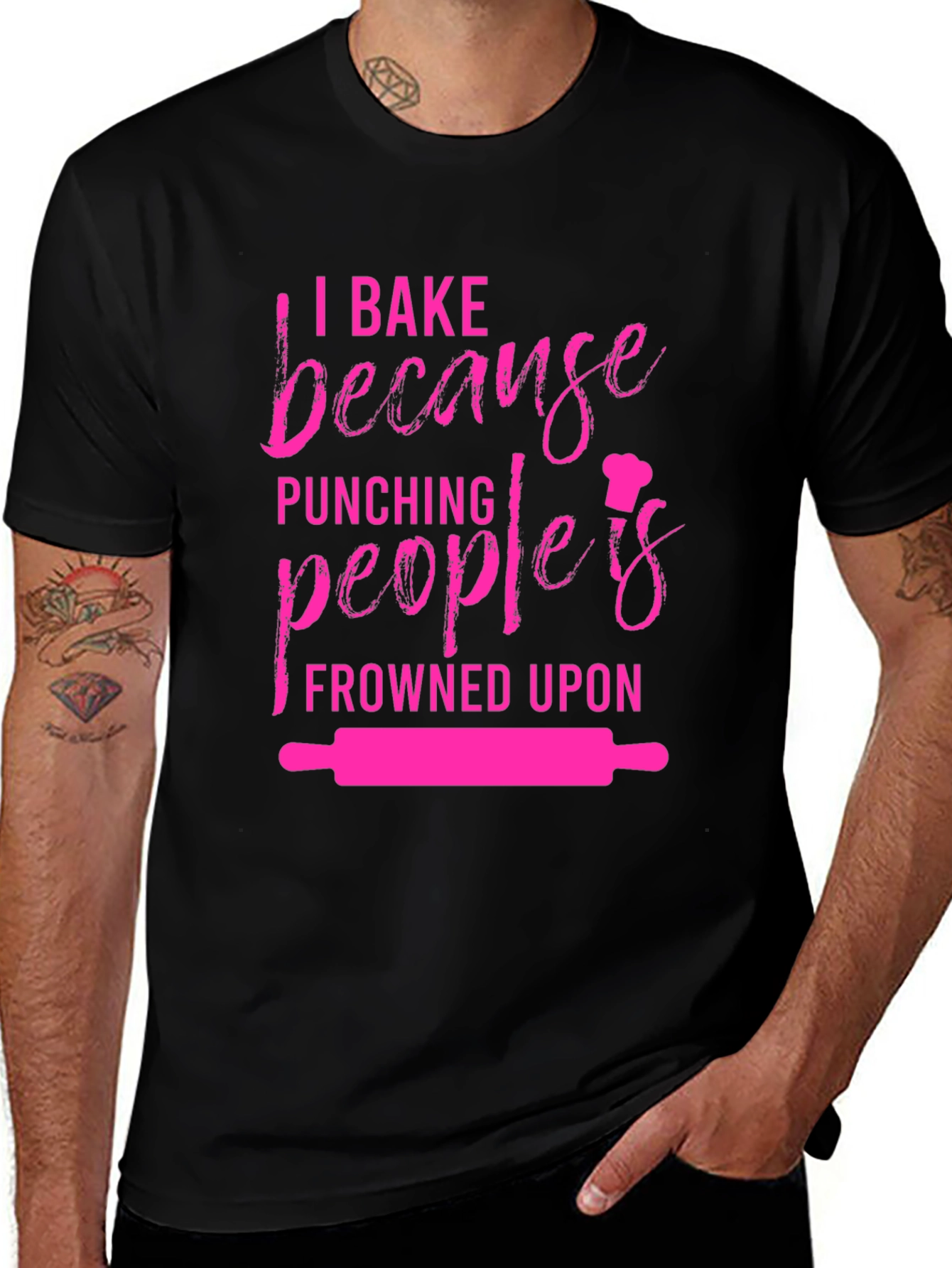 Variant 26 of Baking Humor Graphic Tee - I Bake Because Punching Is Frowned Upon
