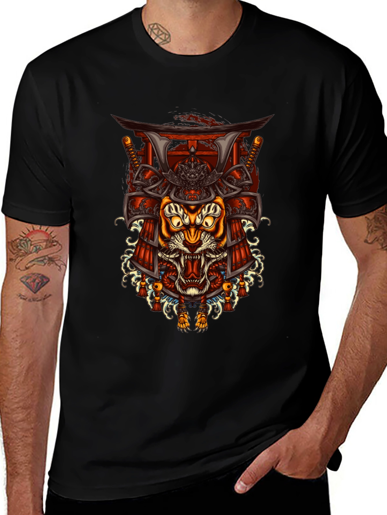 Variant 15 of Samurai Tiger Graphic Tee - Fierce Style
