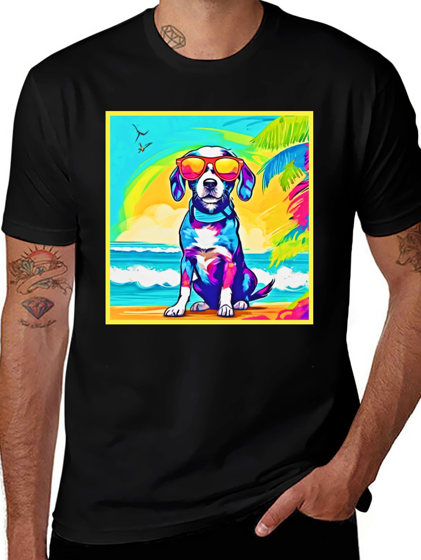 Variant 28 of Cool Dog Graphic Tee - Summer Beach Vibes T-Shirt