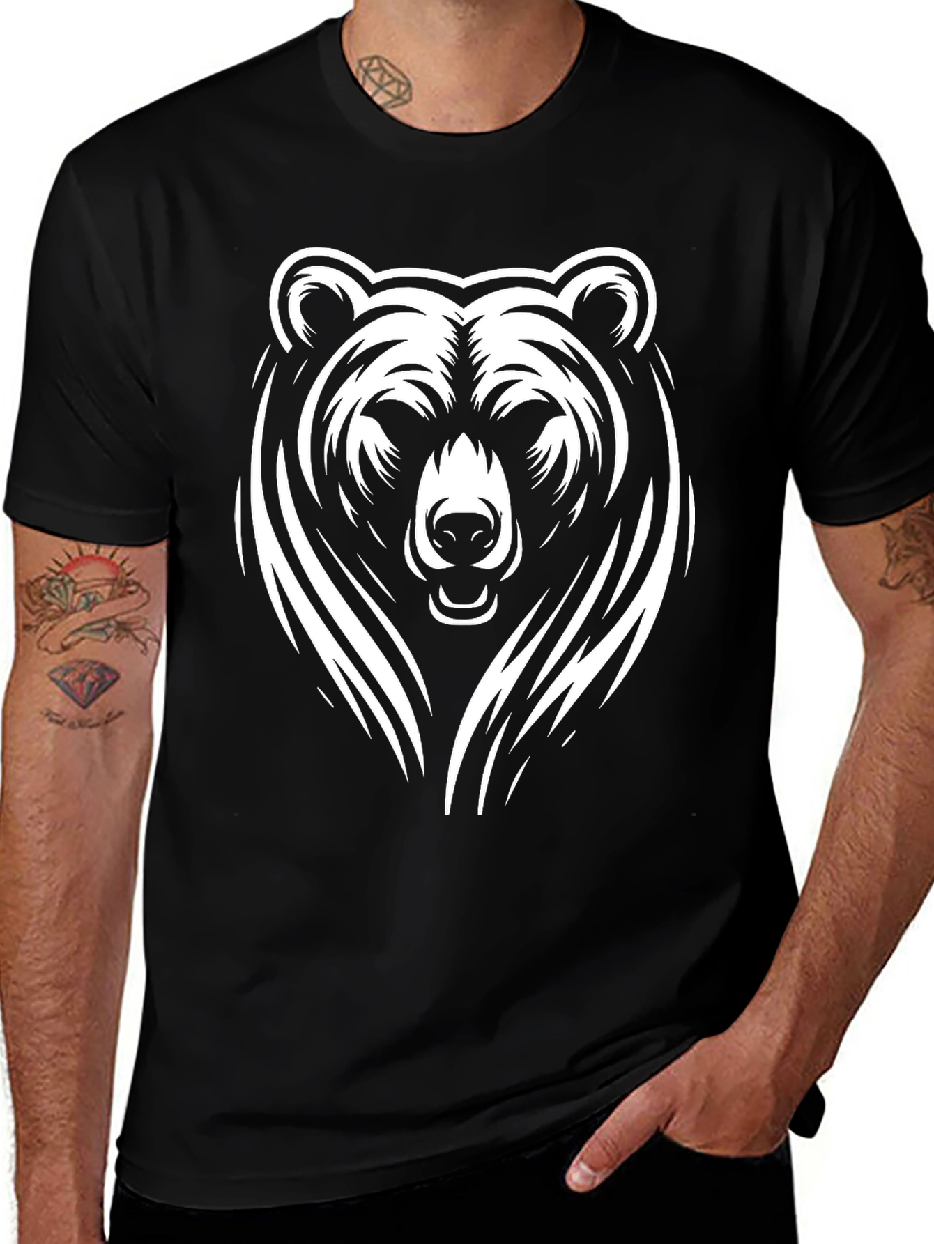 Variant 28 of Bold Bear Graphic Tee - Black Cotton T-Shirt