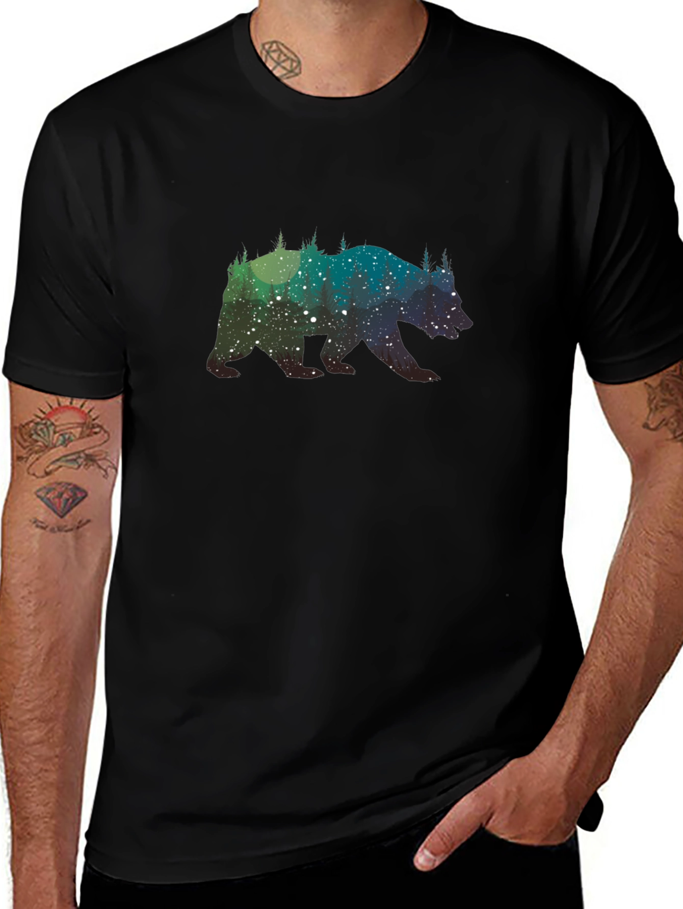 Variant 20 of Bear Silhouette Graphic Tee - Men's Black T-Shirt