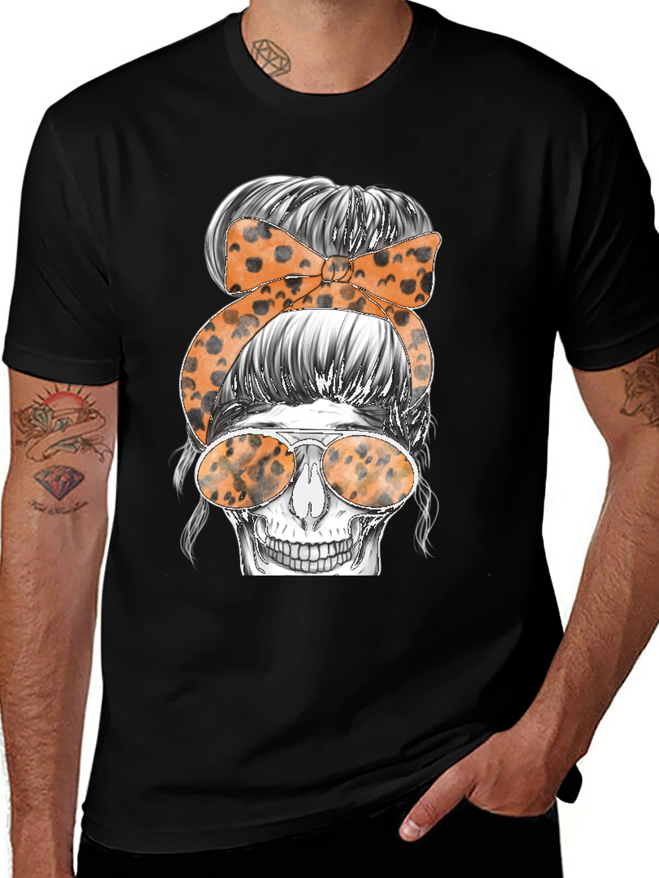 Messy Bun Skull Graphic Tee