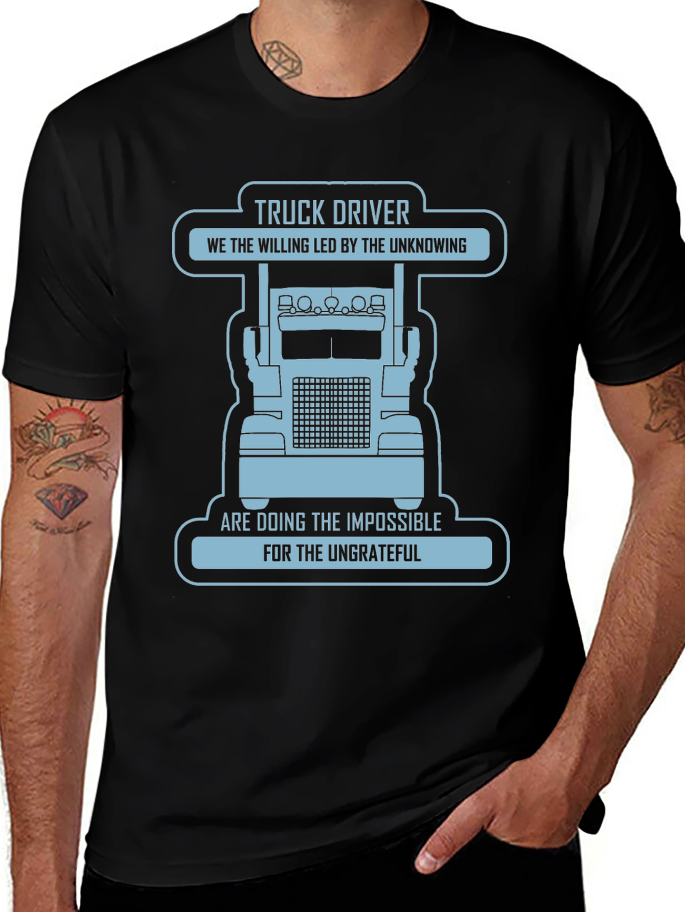 Variant 11 of Truck Driver Graphic Tee - The Willing Led by the Unknowing