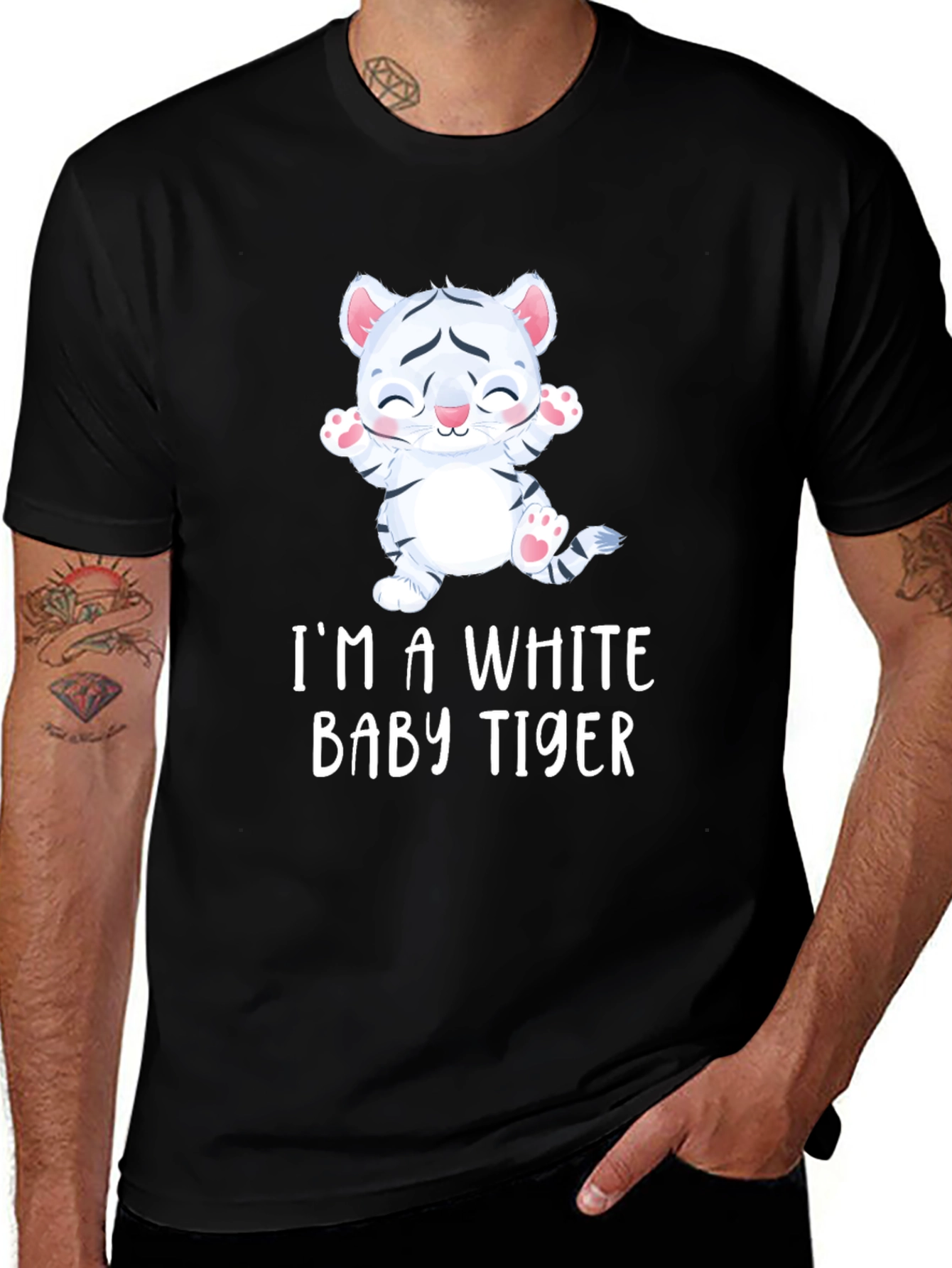Variant 25 of Cute White Baby Tiger Graphic Tee