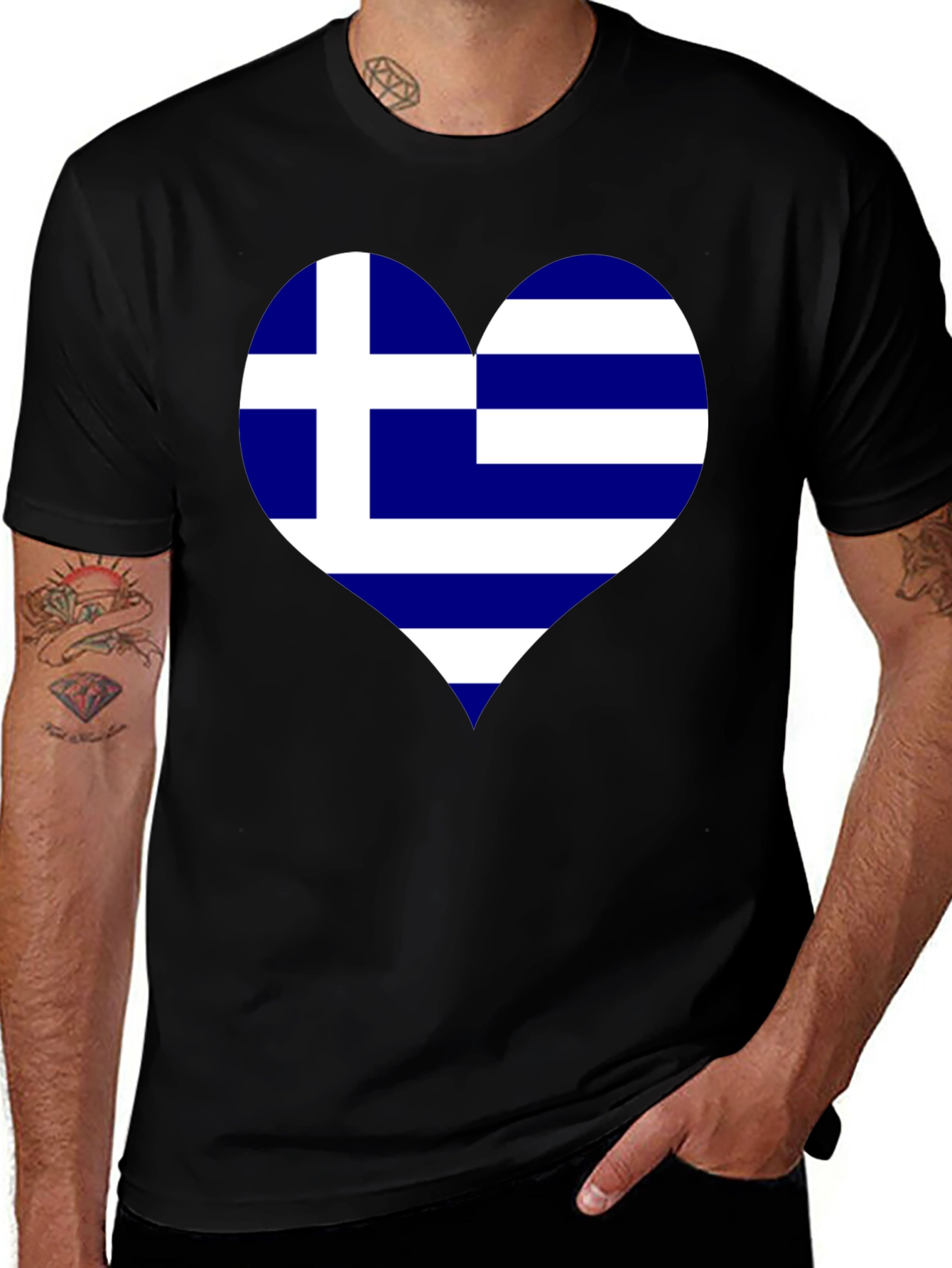 Greek Flag Heart T-Shirt - Show Your Love for Greece!