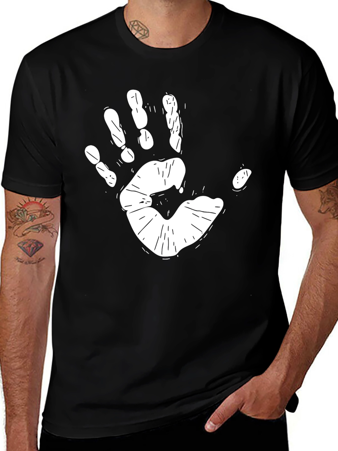 Variant 17 of Handprint Graphic Black T-Shirt