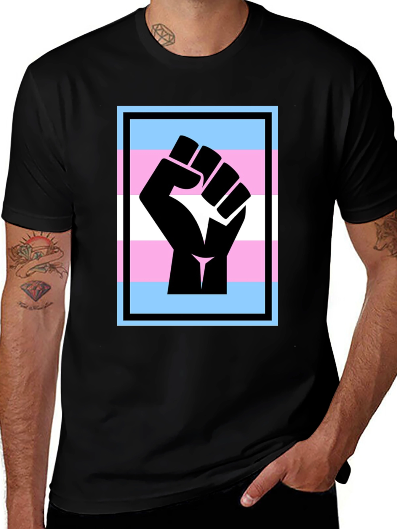Variant 30 of Transgender Pride Fist T-Shirt - Black
