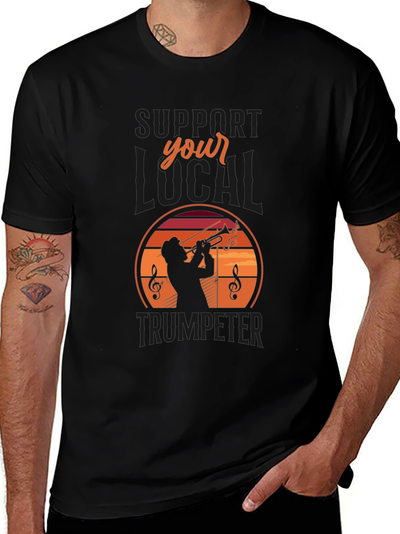 Variant 2 of Support Your Local Trumpeter Graphic Tee