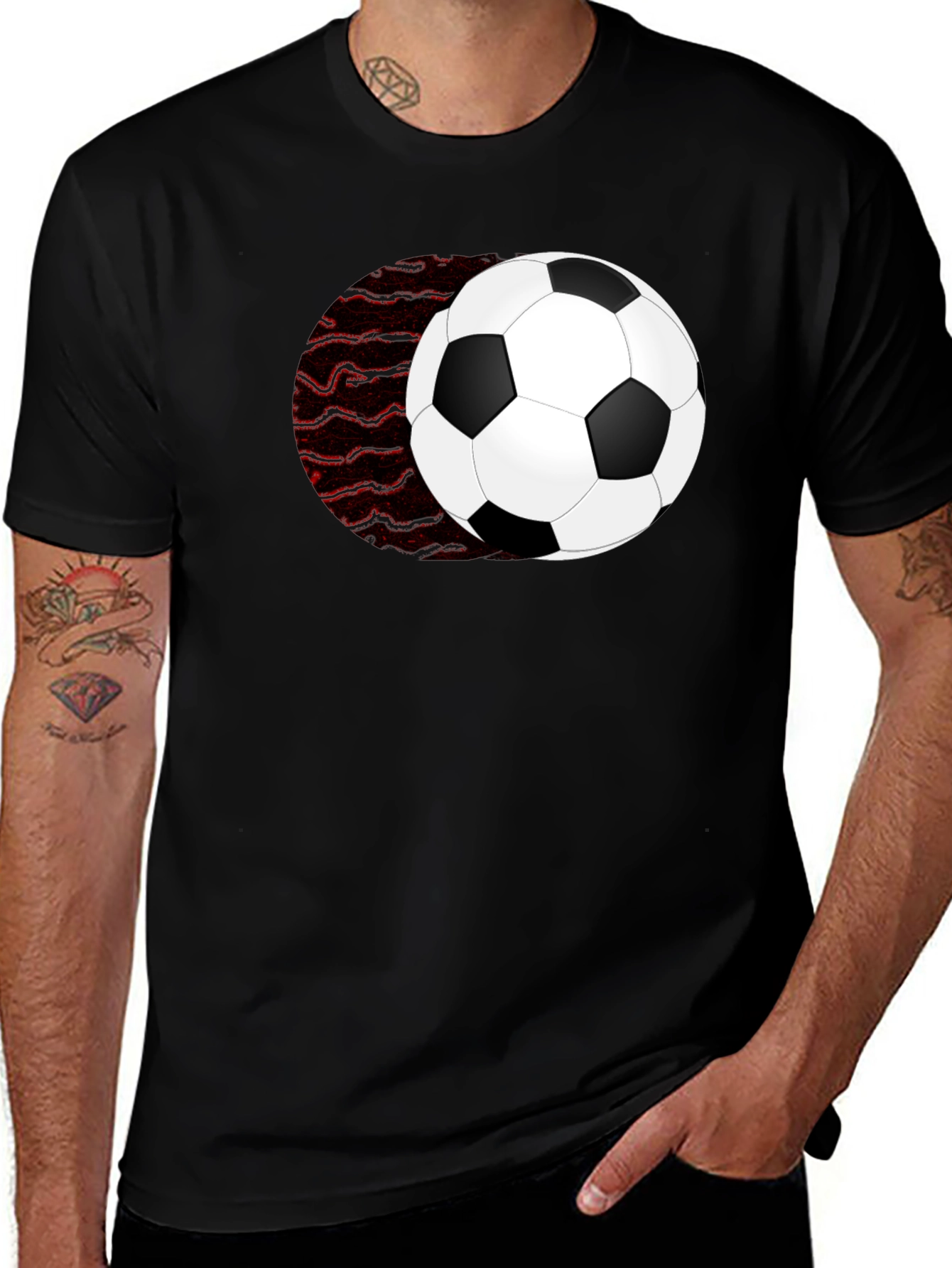 Variant 11 of Soccer Ball Graphic T-Shirt - Black