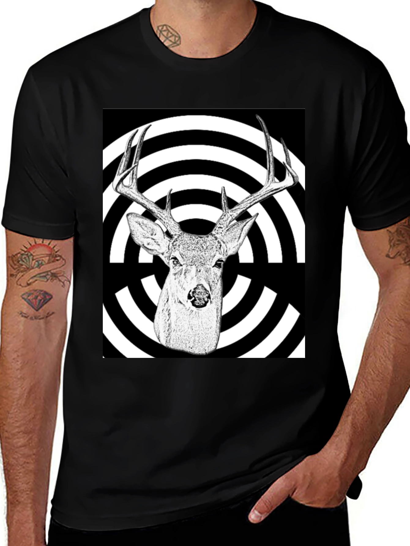 Variant 30 of Deer Target T-Shirt - Black Graphic Tee