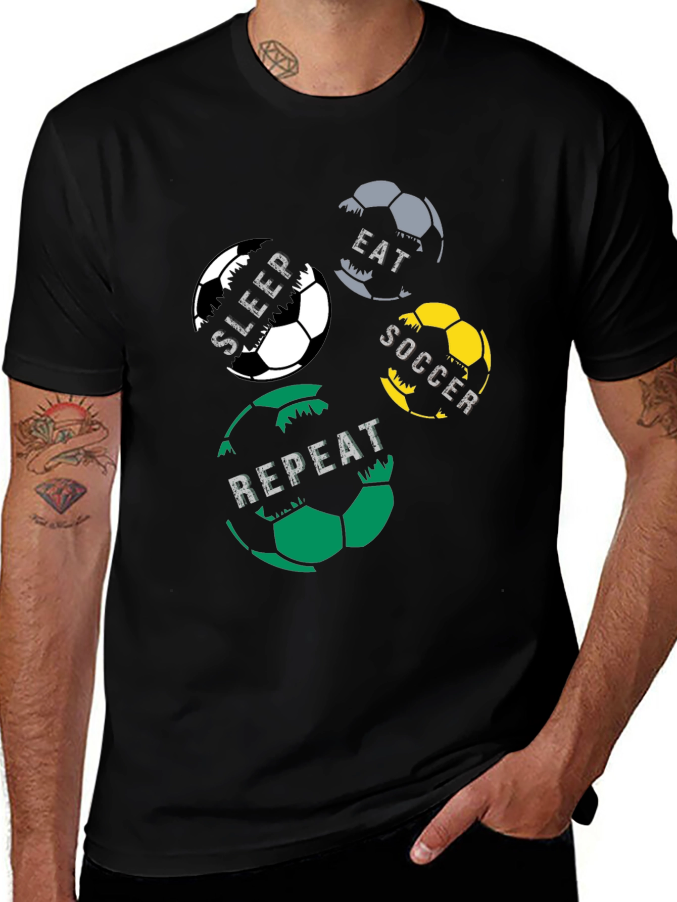 Variant 12 of Eat Sleep Soccer Repeat T-Shirt