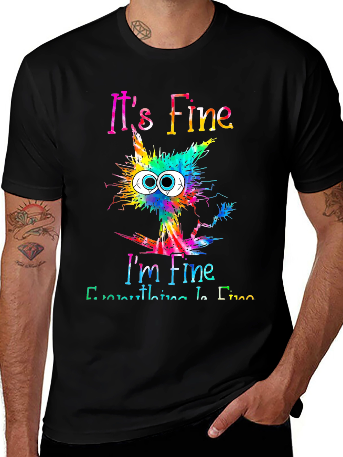 Black It's Fine I'm Fine Cat Graphic Tee main image