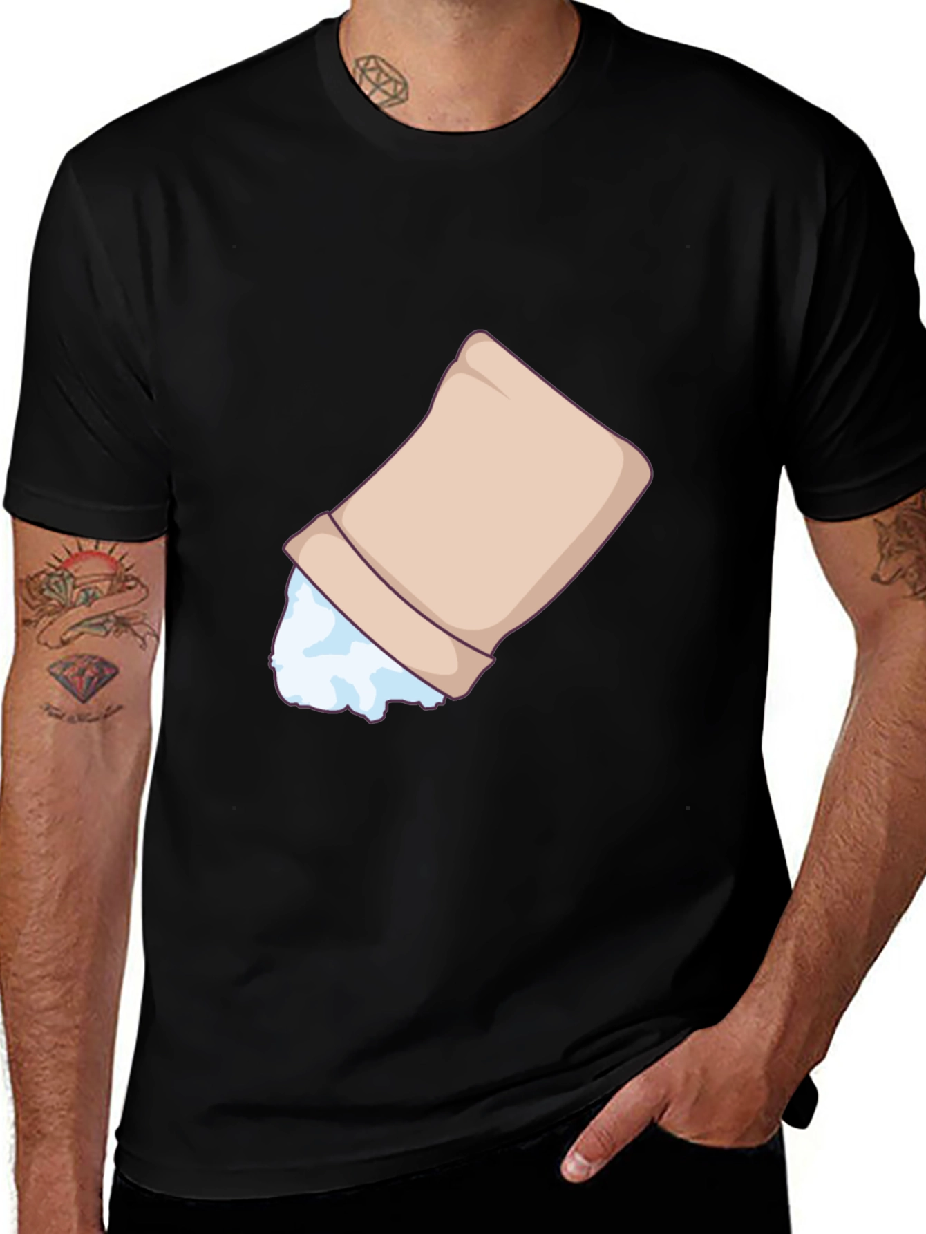 Variant 12 of Spilled Sugar Cartoon Black T-Shirt