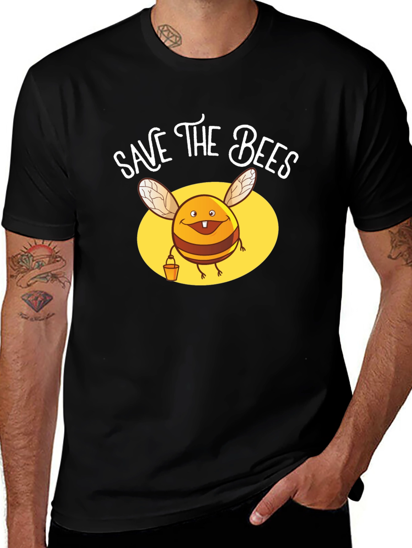 Variant 2 of Save the Bees Graphic T-Shirt - Black