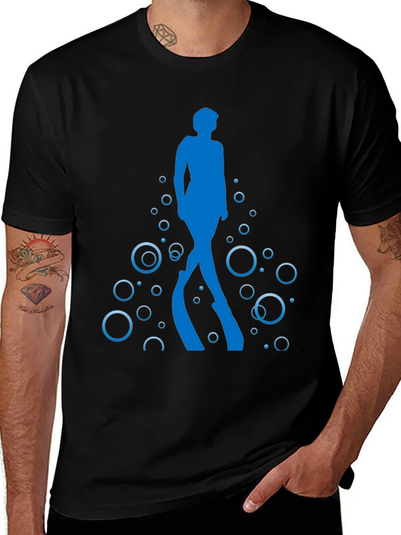 Variant 13 of Diver Silhouette Black T-Shirt