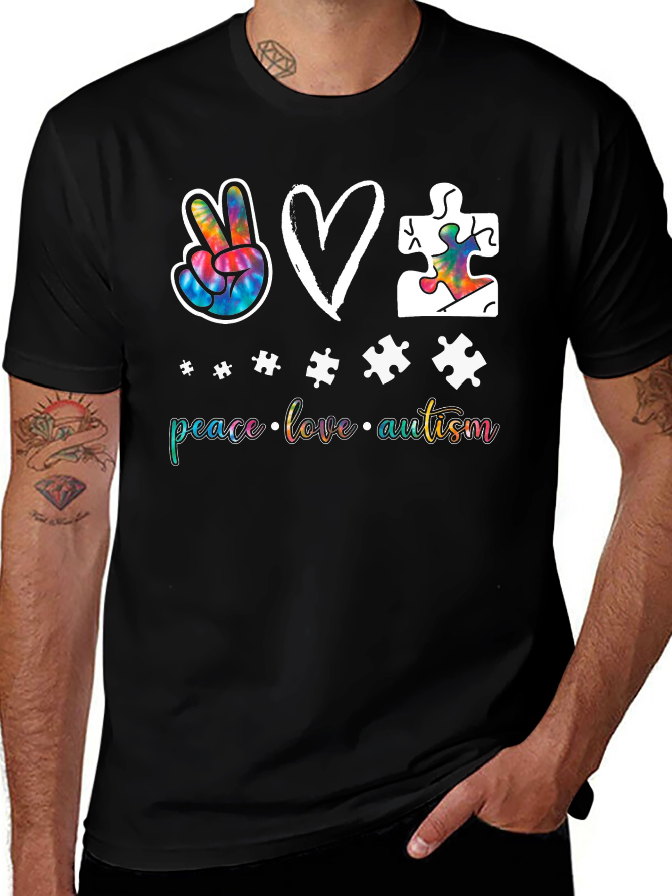 Variant 19 of Peace Love Autism Graphic Tee