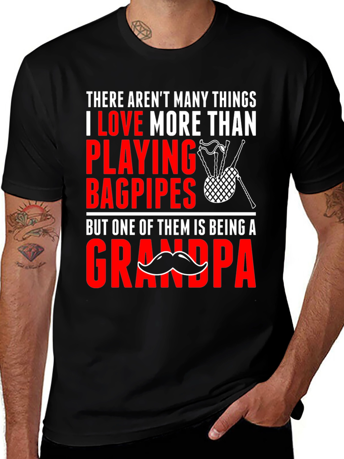 Bagpipes Grandpa T-Shirt - Love Playing Bagpipes, Being a Grandpa
