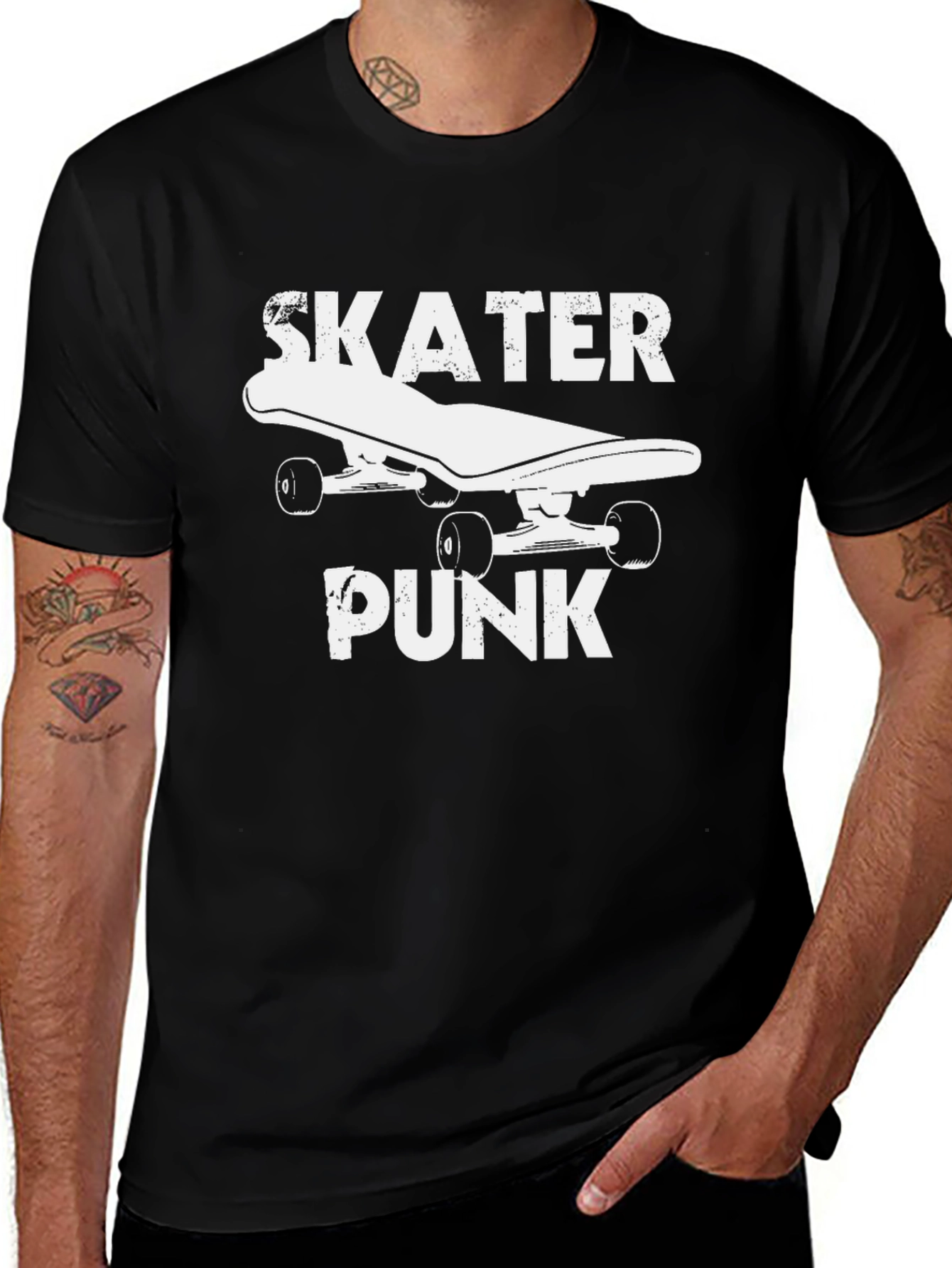 Variant 12 of Skater Punk Black Graphic Tee - Skateboarding Shirt