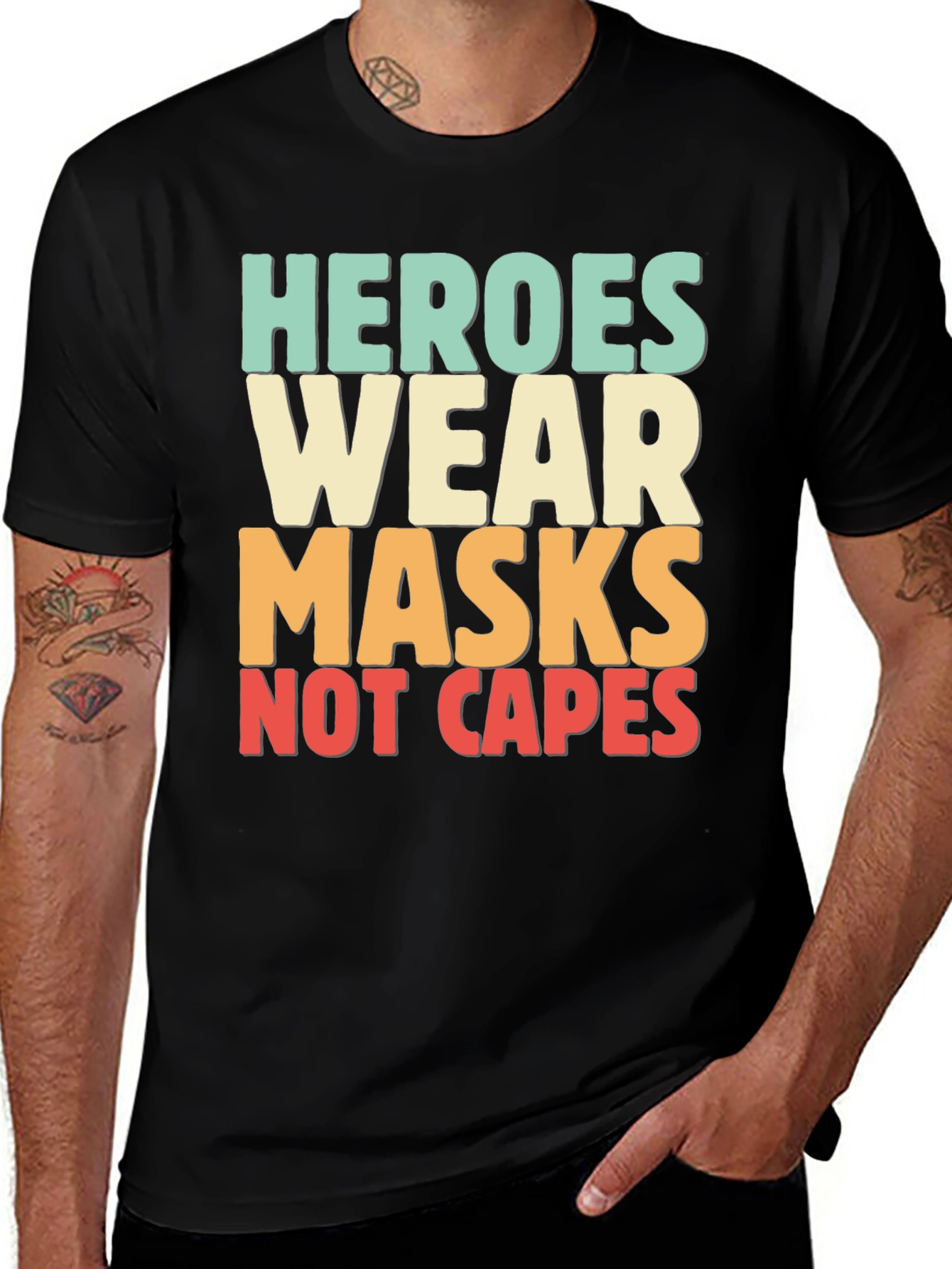 Variant 27 of Heroes Wear Masks T-Shirt - Essential Worker Tee